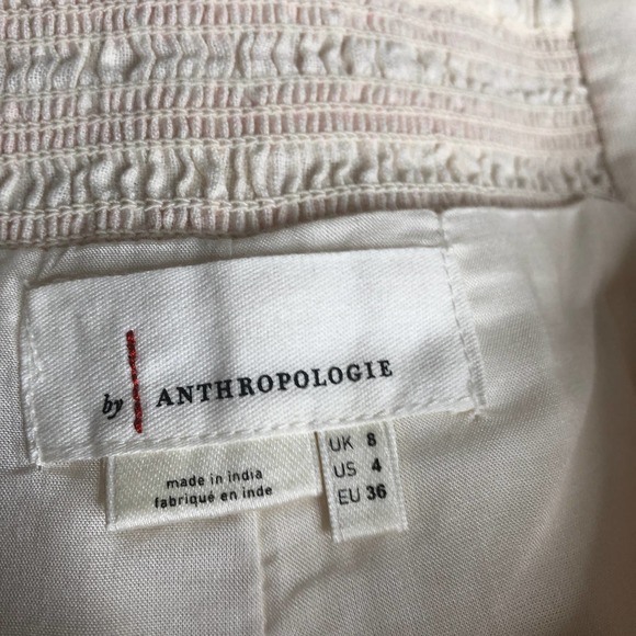 Anthropologie White Wide Leg Pants with Orange and Blue Accents - Picture 9 of 11